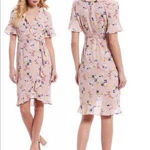 Adrianna Papell Blush Pink Floral Wrap Dress